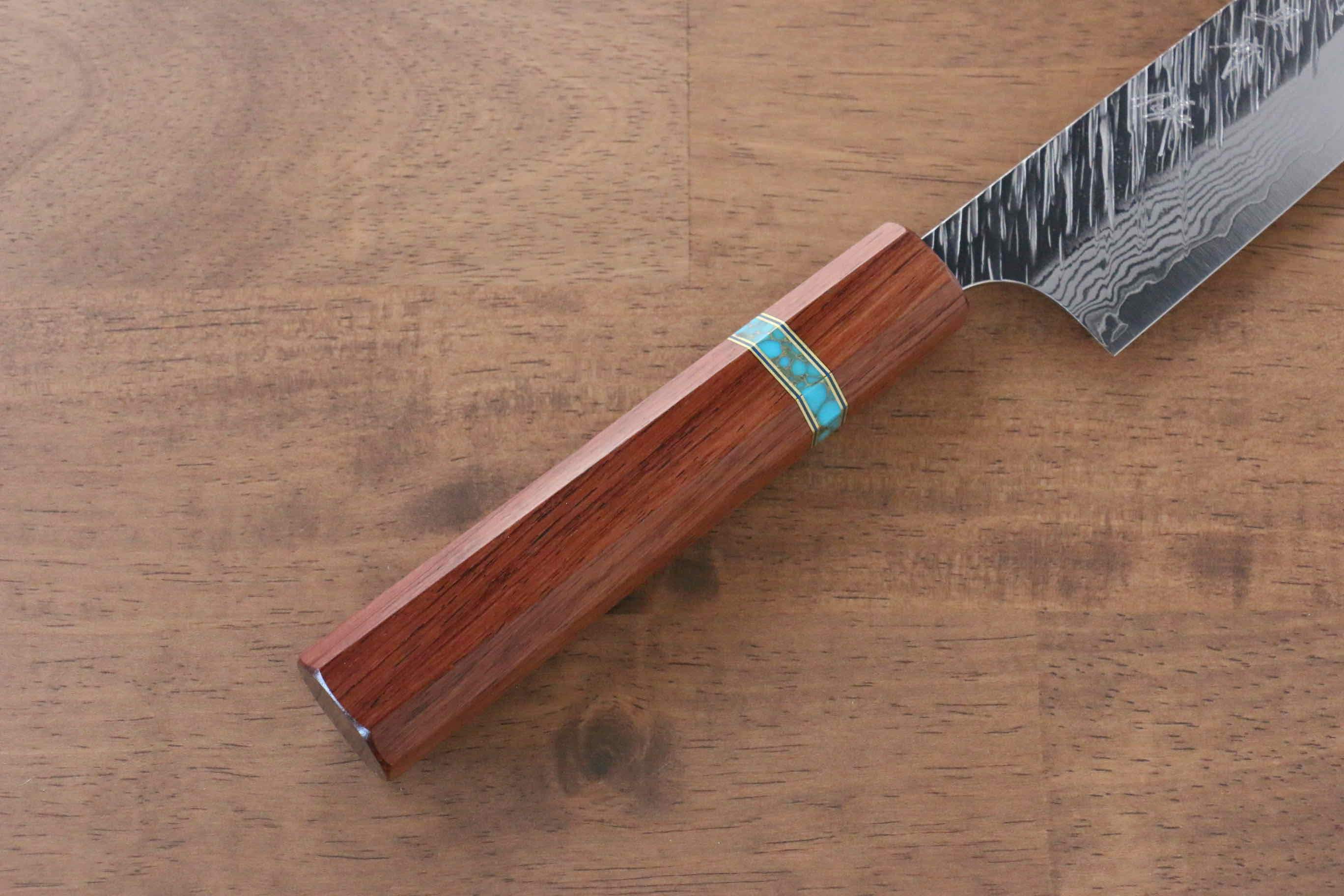 Yu Kurosaki Fujin VG10 Hammered Sujihiki 270mm Maple(With turquoise ring Brown) Handle - Seisuke Knife