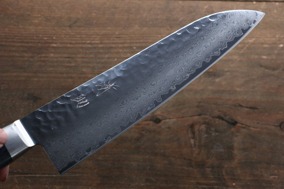 Seisuke Seiun VG10 33 Layer Damascus Santoku 180mm Blue Pakka wood Handle with Sheath - Seisuke Knife