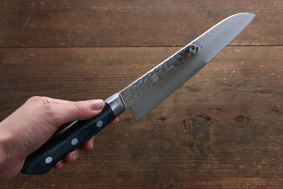 Seisuke Seiun VG10 33 Layer Damascus Santoku 180mm Blue Pakka wood Handle with Sheath - Seisuke Knife
