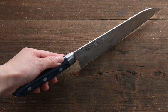 Seisuke Seiun VG10 33 Layer Damascus Santoku 180mm Blue Pakka wood Handle with Sheath - Seisuke Knife