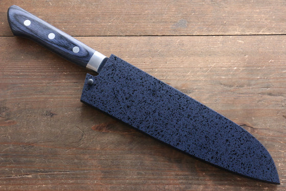 Seisuke Seiun VG10 33 Layer Damascus Santoku 180mm Blue Pakka wood Handle with Sheath - Seisuke Knife
