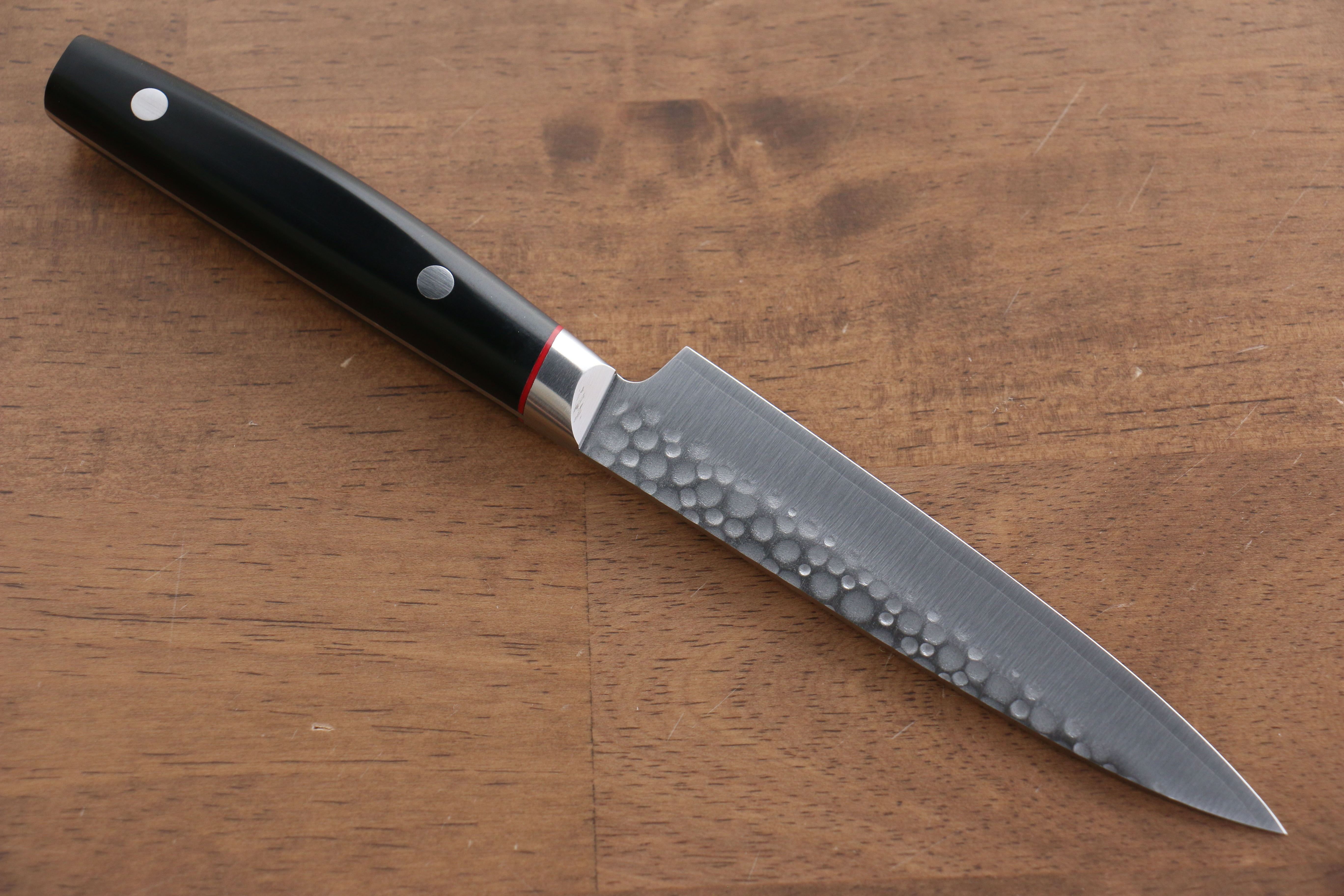 Seisuke PRO-J VG10 Hammered Petty-Utility 120mm Black Micarta Handle - Seisuke Knife
