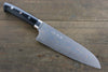 Takeshi Saji Blue Steel No.2 Colored Damascus Santoku 180mm Black Micarta Handle - Seisuke Knife - Slide 1