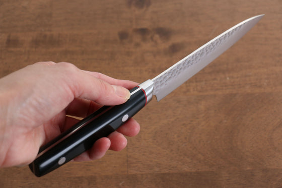Seisuke PRO-J VG10 Hammered Petty-Utility 120mm Black Micarta Handle - Seisuke Knife
