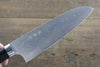 Takeshi Saji Blue Steel No.2 Colored Damascus Santoku 180mm Black Micarta Handle - Seisuke Knife - Slide 4