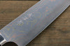 Takeshi Saji Blue Steel No.2 Colored Damascus Santoku 180mm Black Micarta Handle - Seisuke Knife - Slide 5