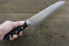 Takeshi Saji Blue Steel No.2 Colored Damascus Santoku 180mm Black Micarta Handle - Seisuke Knife - Slide 7