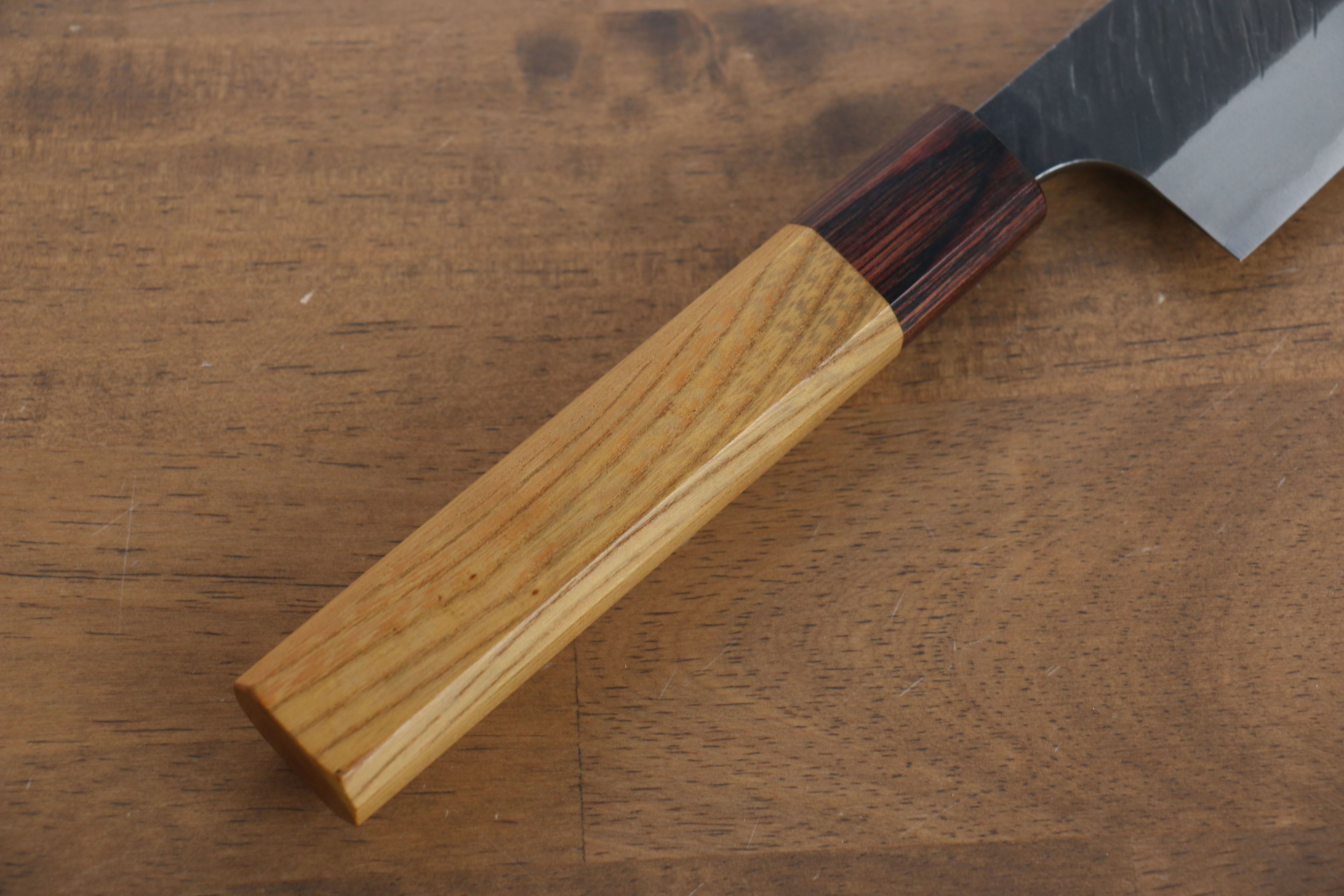Yu Kurosaki Fujin Blue Super Hammered Sujihiki 300mm Keyaki Elm Handle - Seisuke Knife