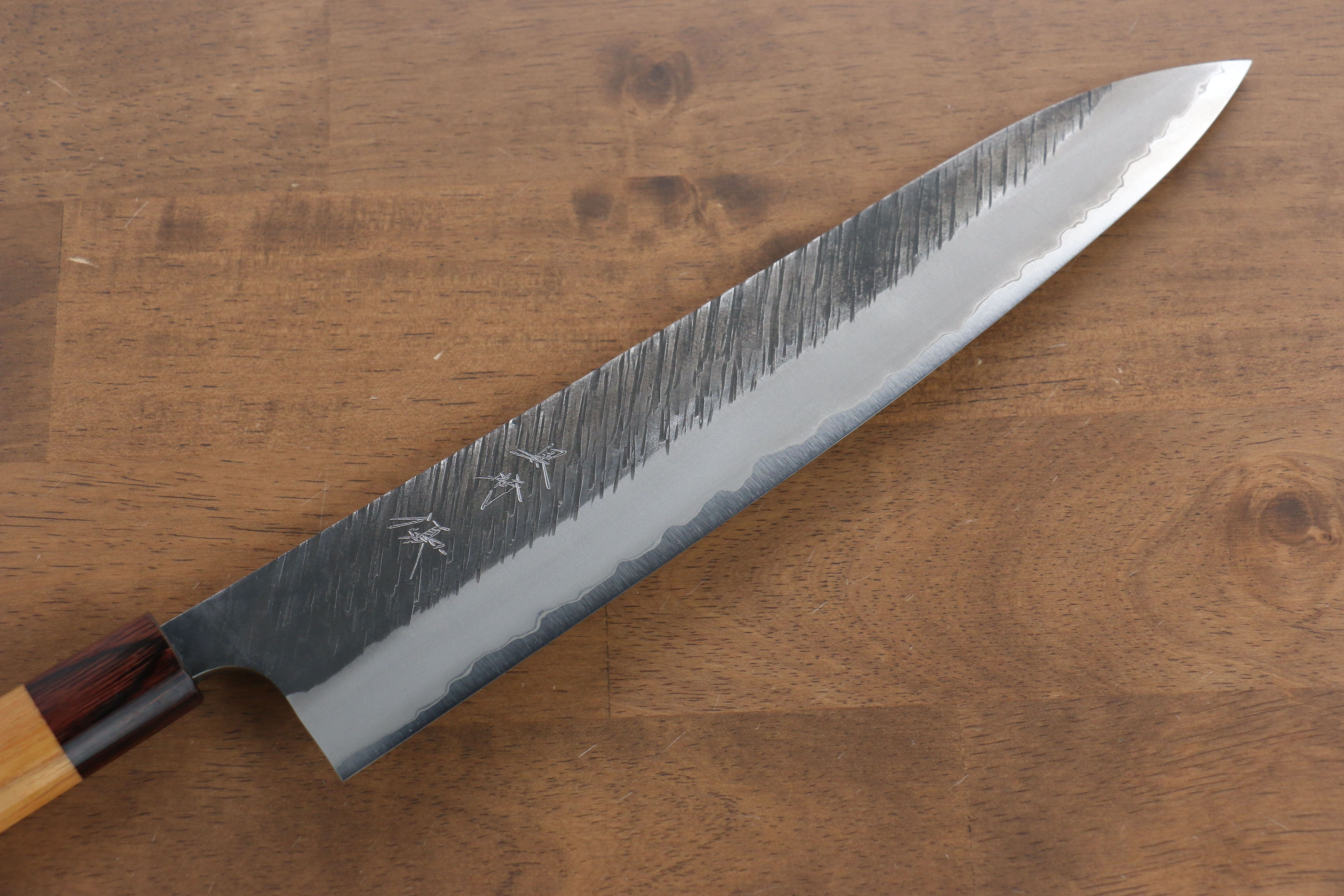 Yu Kurosaki Fujin Blue Super Hammered Gyuto 270mm Keyaki Elm Handle - Seisuke Knife