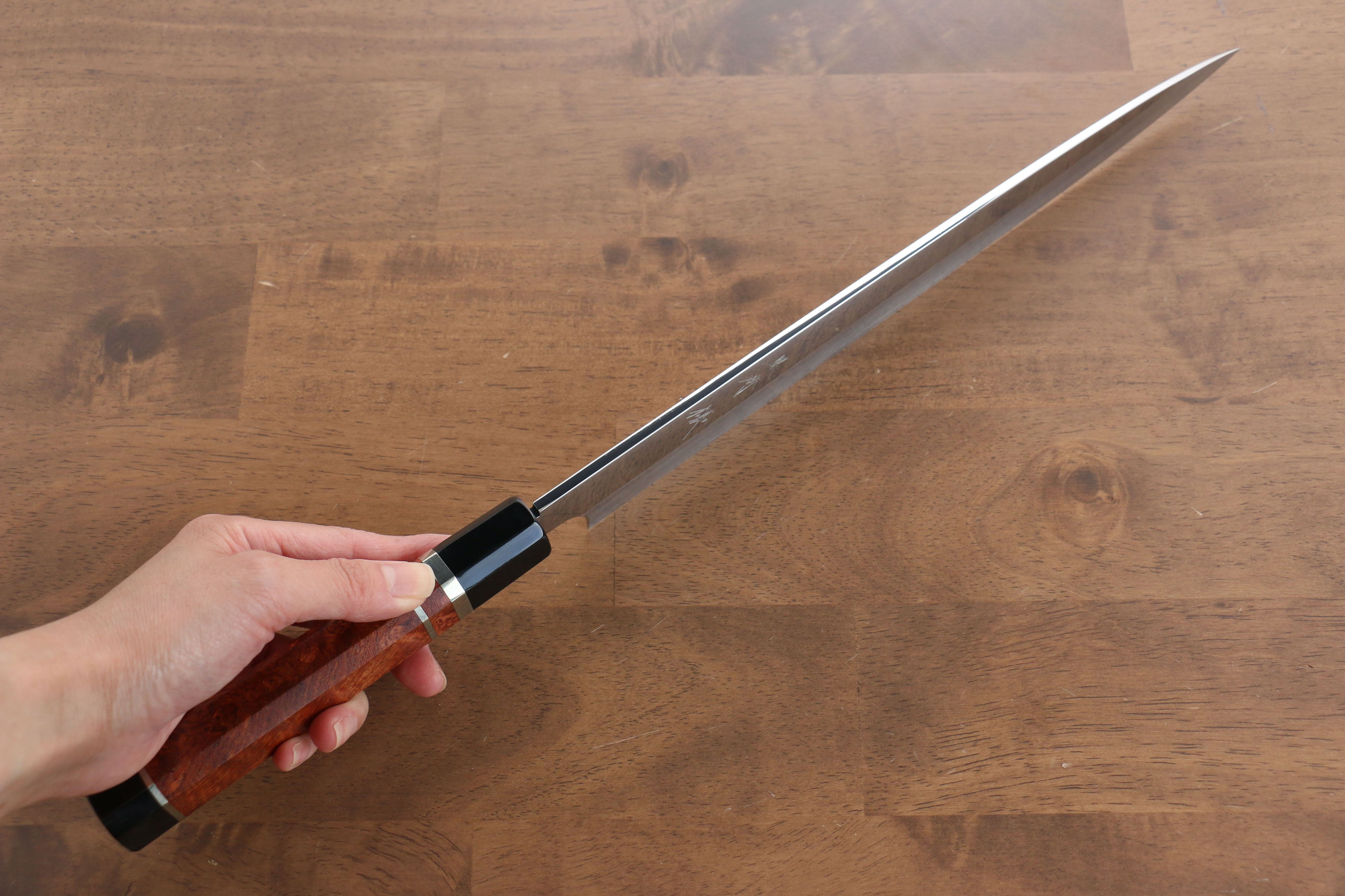 Yu Kurosaki Blue Steel No.2 Mirrored Finish Yanagiba 300mm Chinese Quince Handle - Seisuke Knife