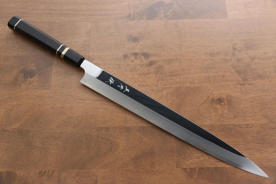 Yu Kurosaki Blue Steel No.2 Mirrored Finish Yanagiba 330mm Ebony with Double Water Buffalo Ring Handle - Seisuke Knife