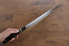 Yu Kurosaki Blue Steel No.2 Mirrored Finish Yanagiba 330mm Ebony with Double Water Buffalo Ring Handle - Seisuke Knife