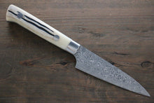  Takeshi Saji SG2 Diamond Finish Damascus Petty-Utility 90mm Cow Bone Handle - Seisuke Knife