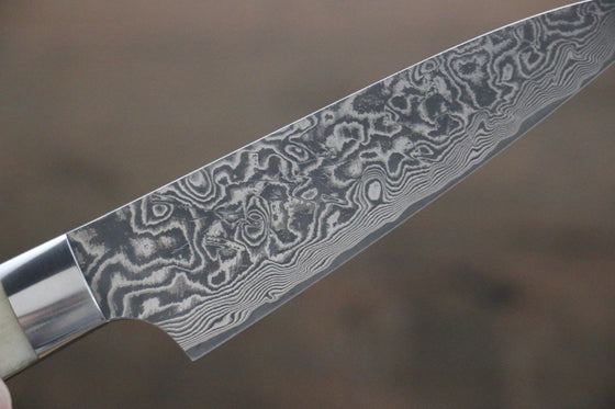 Takeshi Saji SG2 Diamond Finish Damascus Petty-Utility 90mm Cow Bone Handle - Seisuke Knife