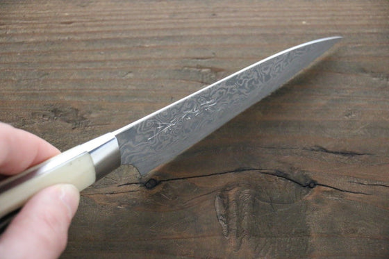 Takeshi Saji SG2 Diamond Finish Damascus Petty-Utility 90mm Cow Bone Handle - Seisuke Knife