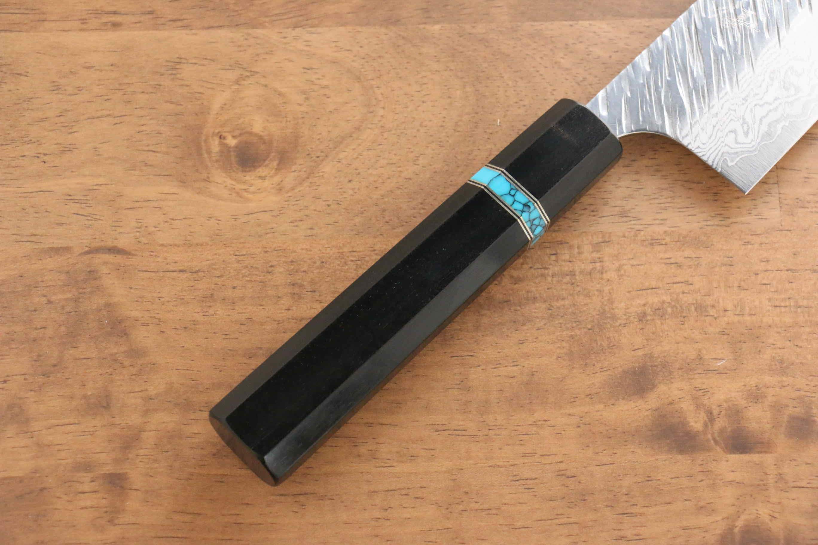Yu Kurosaki Fujin VG10 Hammered Gyuto 240mm Ebony Wood(With Turquoise Ring) Handle - Seisuke Knife