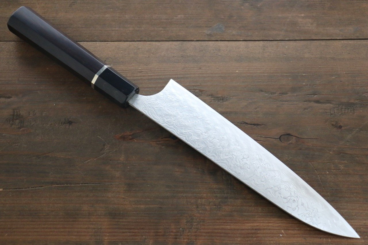 Takeshi Saji SG2 Diamond Finish Damascus Gyuto 210mm Ebony Wood Handle - Seisuke Knife