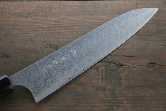 Takeshi Saji SG2 Diamond Finish Damascus Gyuto 210mm Ebony Wood Handle - Seisuke Knife