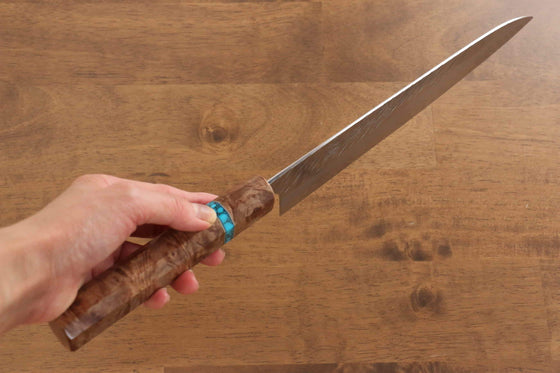 Yu Kurosaki Fujin VG10 Hammered Gyuto 240mm Maple(With turquoise ring Mokume) Handle - Seisuke Knife