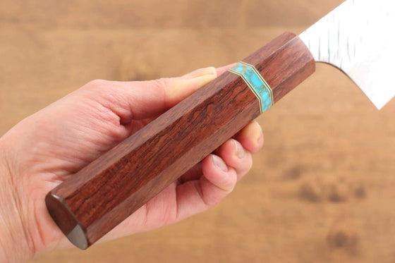 Yu Kurosaki Fujin VG10 Hammered Gyuto 240mm Maple(With turquoise ring Brown) Handle - Seisuke Knife