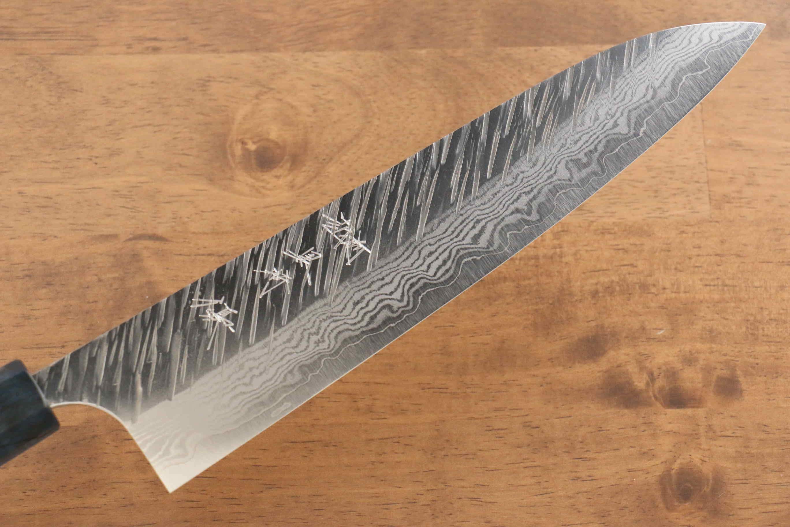 Yu Kurosaki Fujin VG10 Hammered Gyuto 240mm Maple(With turquoise ring Blue) Handle - Seisuke Knife