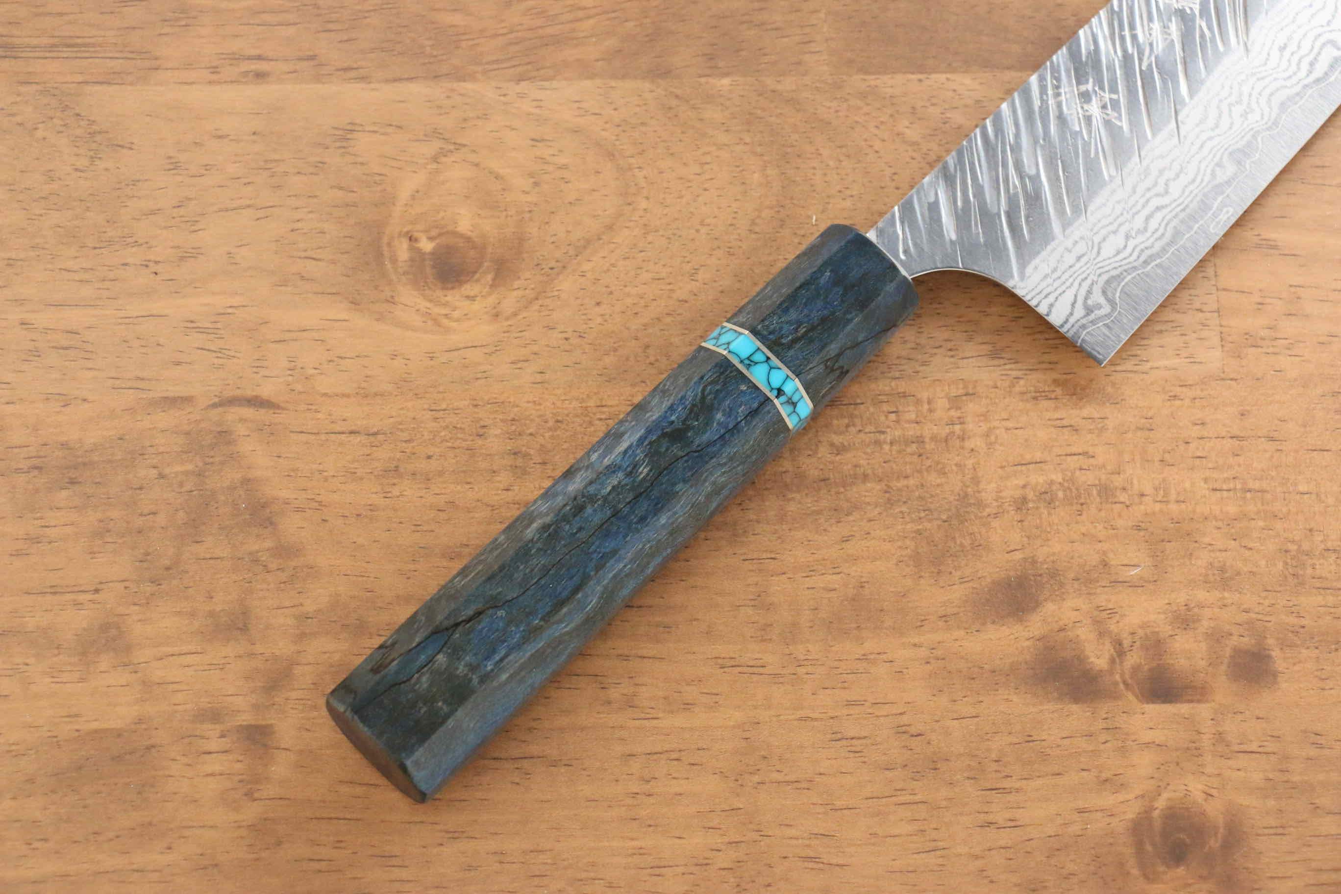 Yu Kurosaki Fujin VG10 Hammered Gyuto 240mm Maple(With turquoise ring Blue) Handle - Seisuke Knife