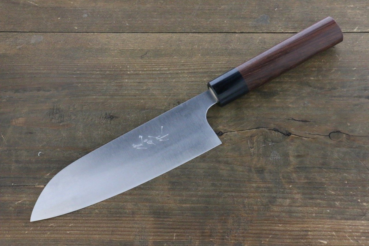 Shungo Ogata White Steel No.2 Damascus Santoku 165mm Shitan Handle - Seisuke Knife