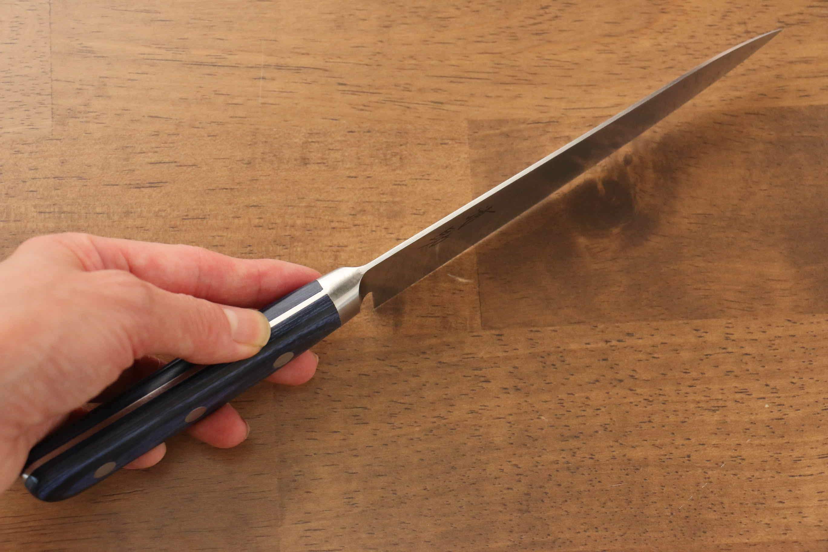 Seisuke Seiten Molybdenum Petty-Utility 150mm Blue Pakkawood Handle with Sheath - Seisuke Knife