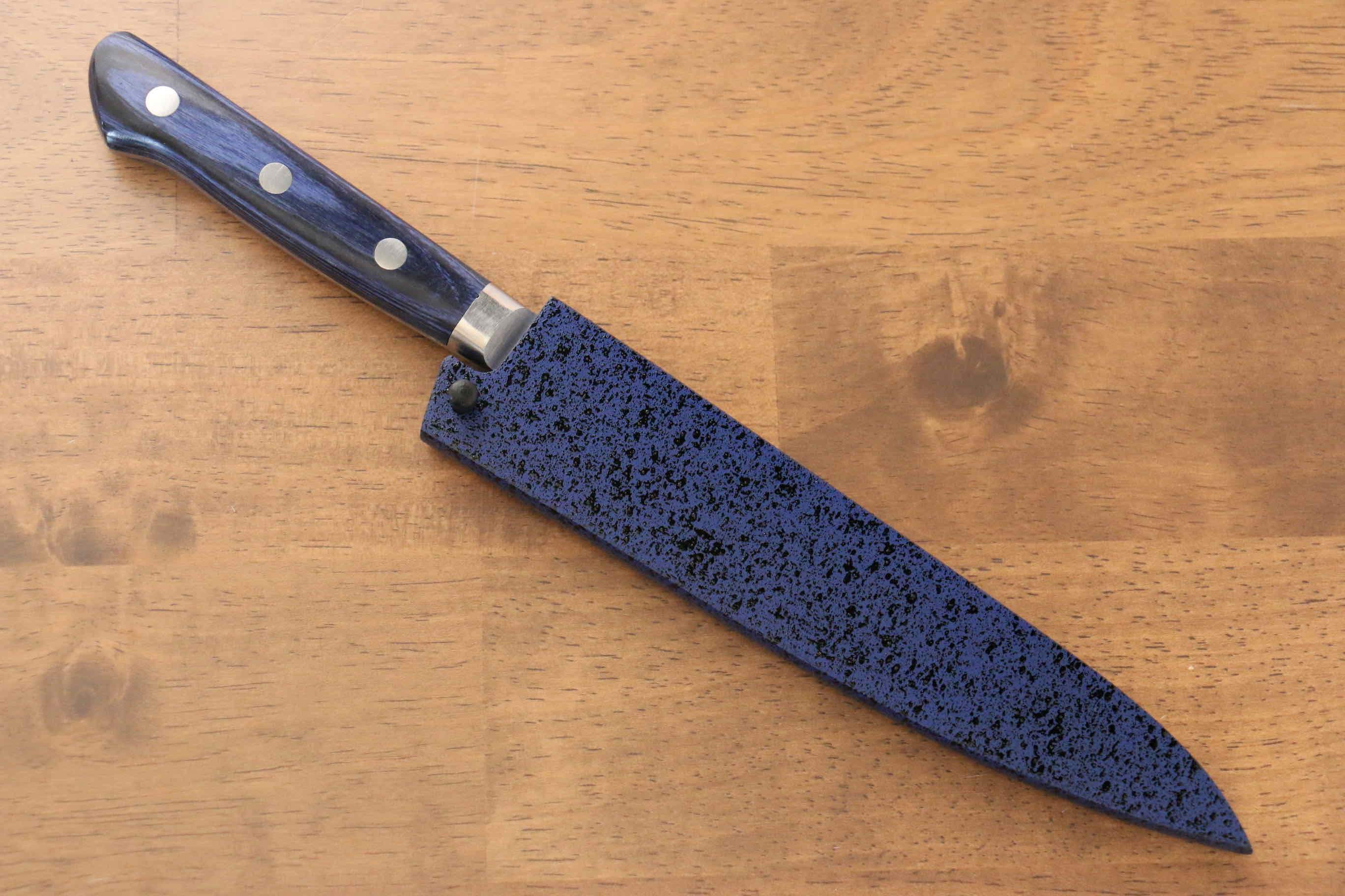Seisuke Seiten Molybdenum Petty-Utility 150mm Blue Pakkawood Handle with Sheath - Seisuke Knife
