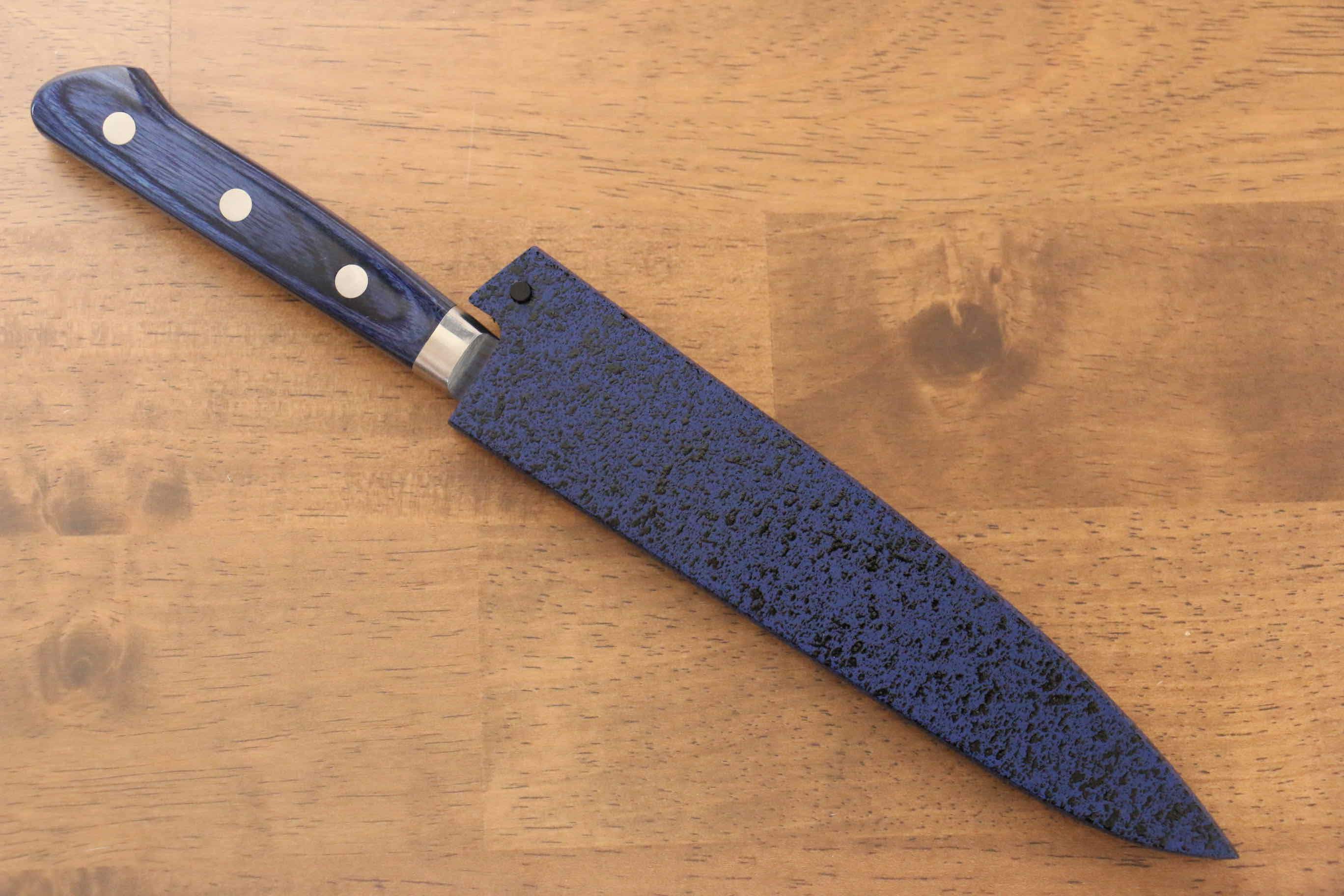 Seisuke Seiten Molybdenum Petty-Utility 150mm Blue Pakkawood Handle with Sheath - Seisuke Knife