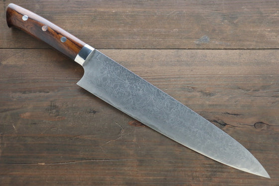 Takeshi Saji SG2 Diamond Finish Damascus Gyuto Japanese Chef Knife 240mm wtih Iron Wood handle - Seisuke Knife