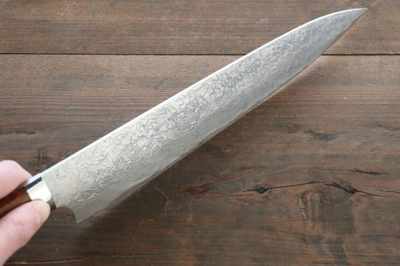 Takeshi Saji SG2 Diamond Finish Damascus Gyuto Japanese Chef Knife 240mm wtih Iron Wood handle - Seisuke Knife