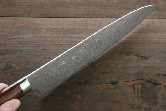 Takeshi Saji SG2 Diamond Finish Damascus Gyuto Japanese Chef Knife 210mm wtih Ironwood Handle - Seisuke Knife