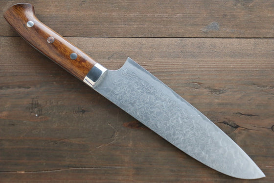 Takeshi Saji SG2 Diamond Finish Damascus Santoku Japanese Chef Knife 180mm wtih Iron Wood handle - Seisuke Knife