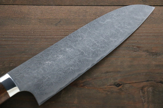 Takeshi Saji SG2 Diamond Finish Damascus Santoku Japanese Chef Knife 180mm wtih Iron Wood handle - Seisuke Knife