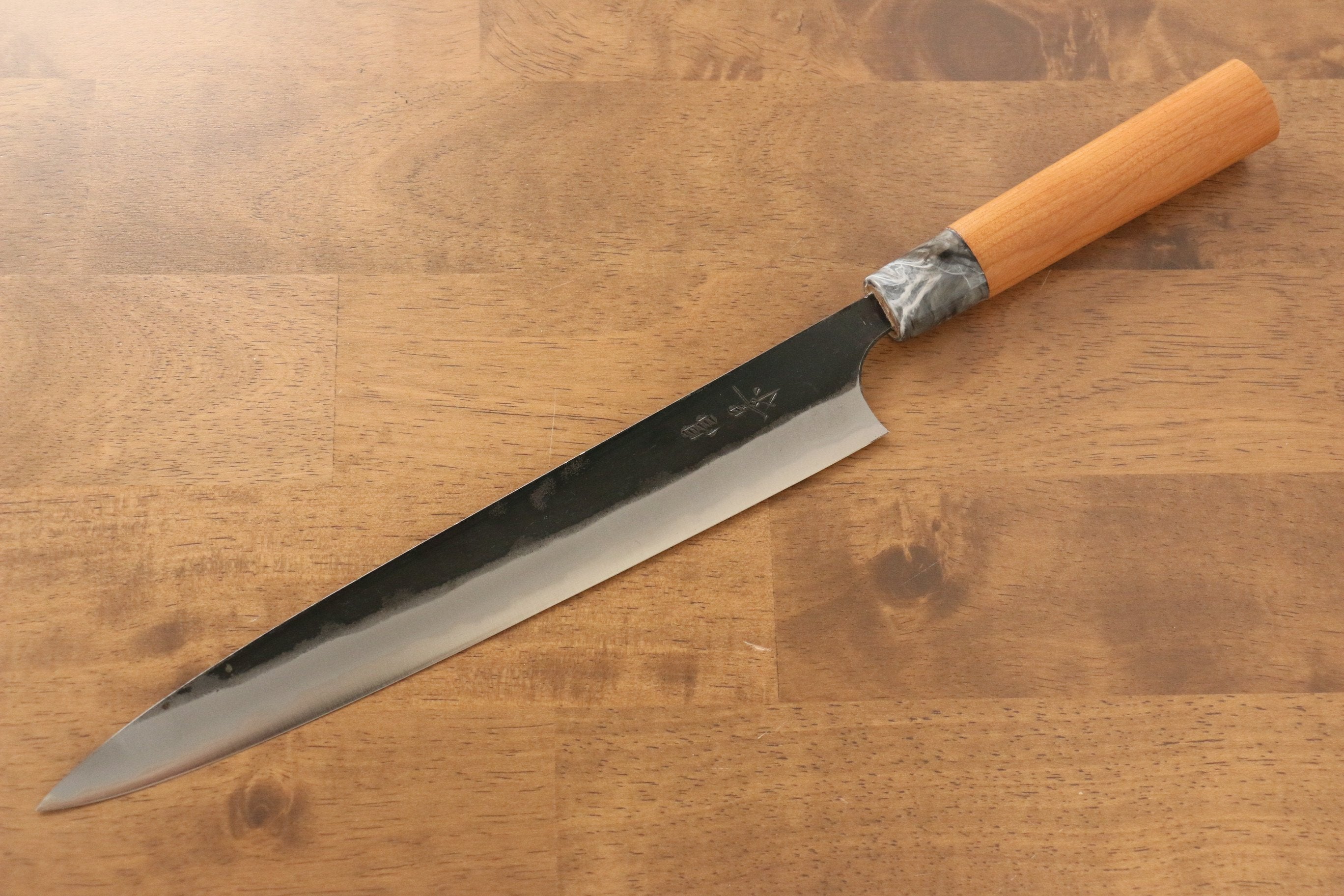 Masakage Mizu Blue Steel No.2 Black Finished Sujihiki 270mm with American Cherry Handle - Seisuke Knife