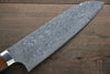 Takeshi Saji SG2 Black Damascus Santoku Japanese Chef Knife 180mm wtih Iron Wood handle - Seisuke Knife