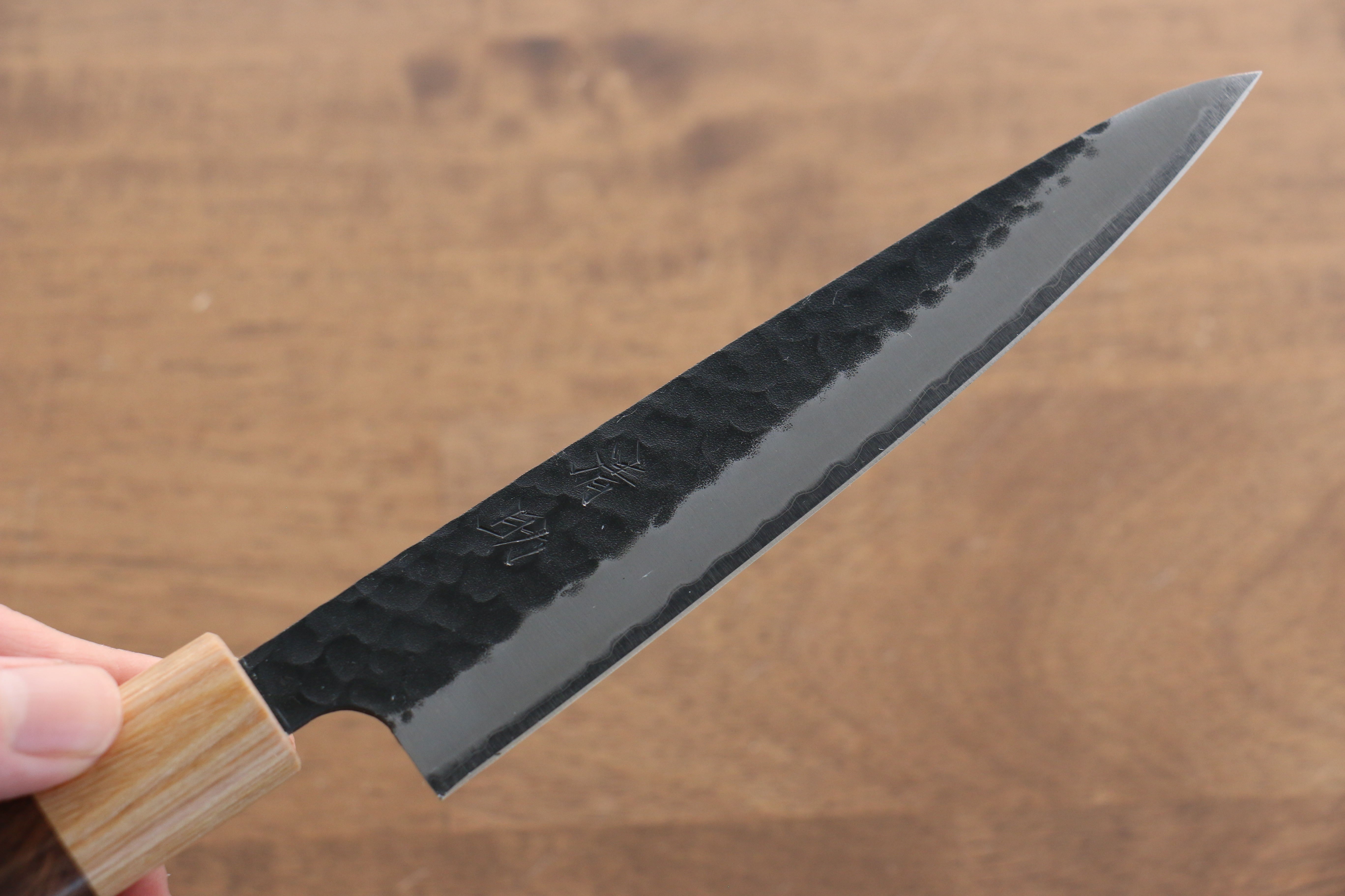 Seisuke Kokubyaku Blue Super Hammered Petty-Utility 135mm Morado Handle - Seisuke Knife