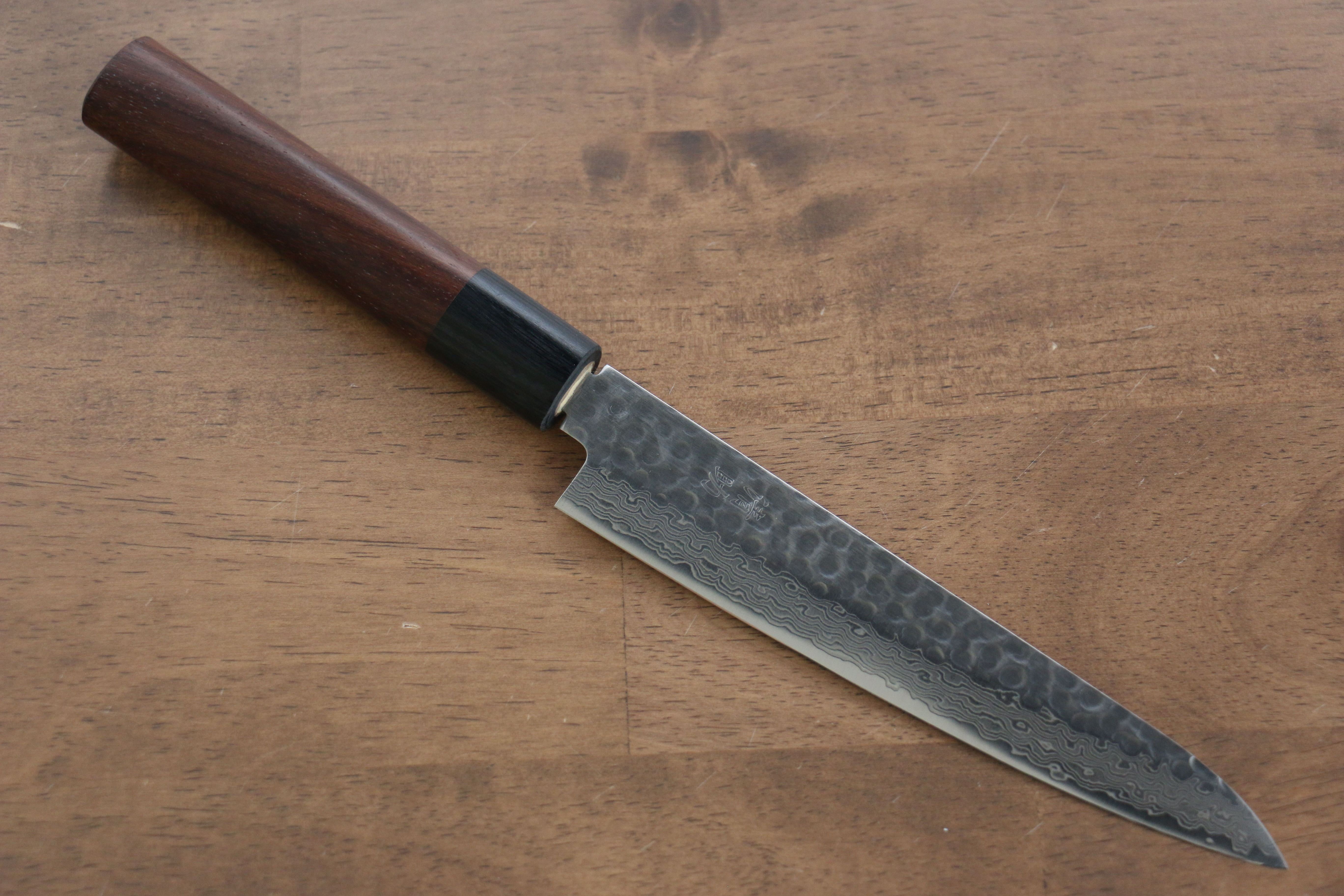 Seisuke Sumi VG10 16 Layer Hammered Damascus Petty-Utility 150mm Shitan Handle - Seisuke Knife