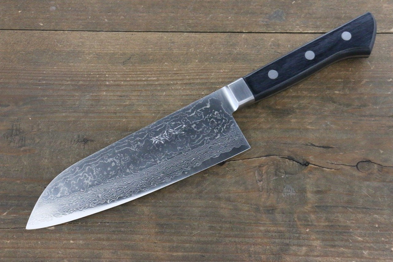 Takayuki Iwai VG10 Fumon Damascus Santoku Japanese Chef Knife 165mm - Seisuke Knife