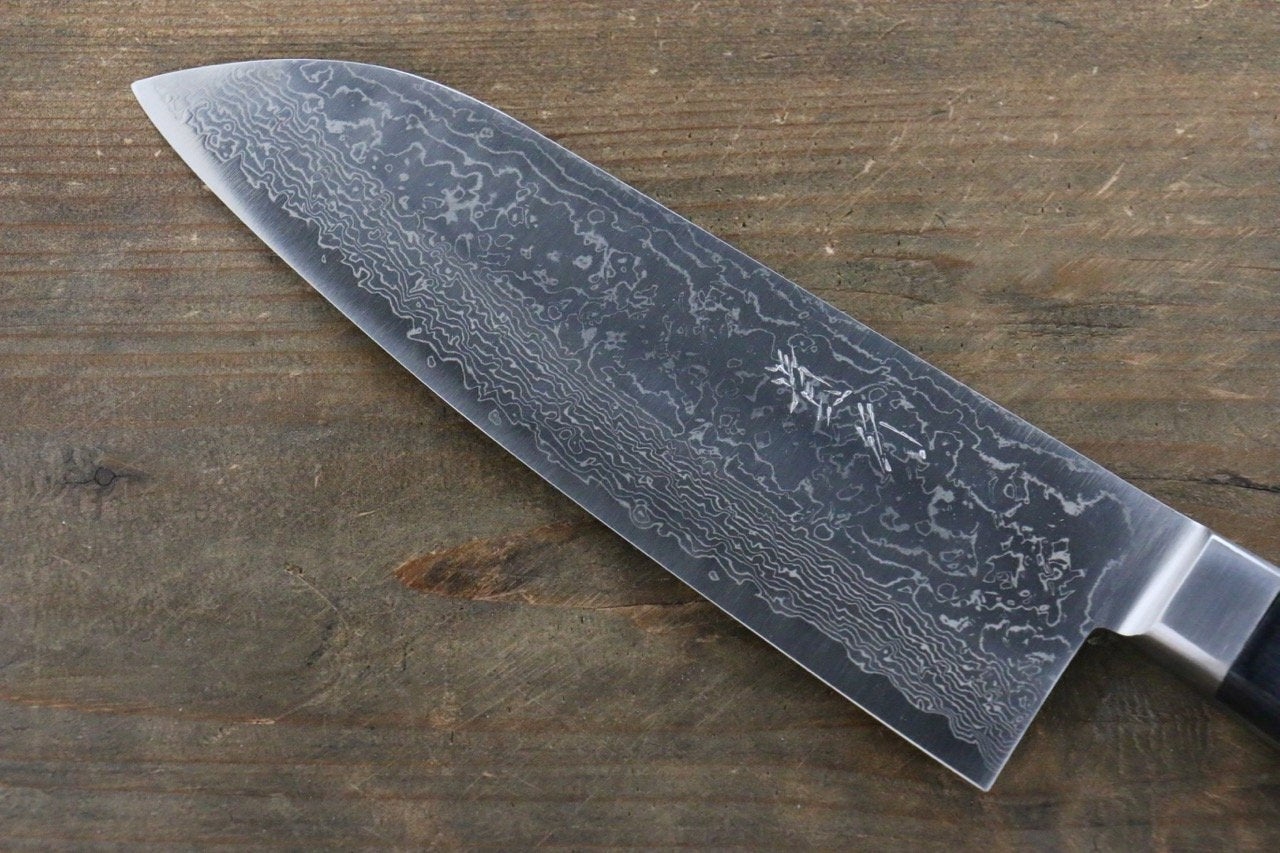 Takayuki Iwai VG10 Fumon Damascus Santoku Japanese Chef Knife 165mm - Seisuke Knife