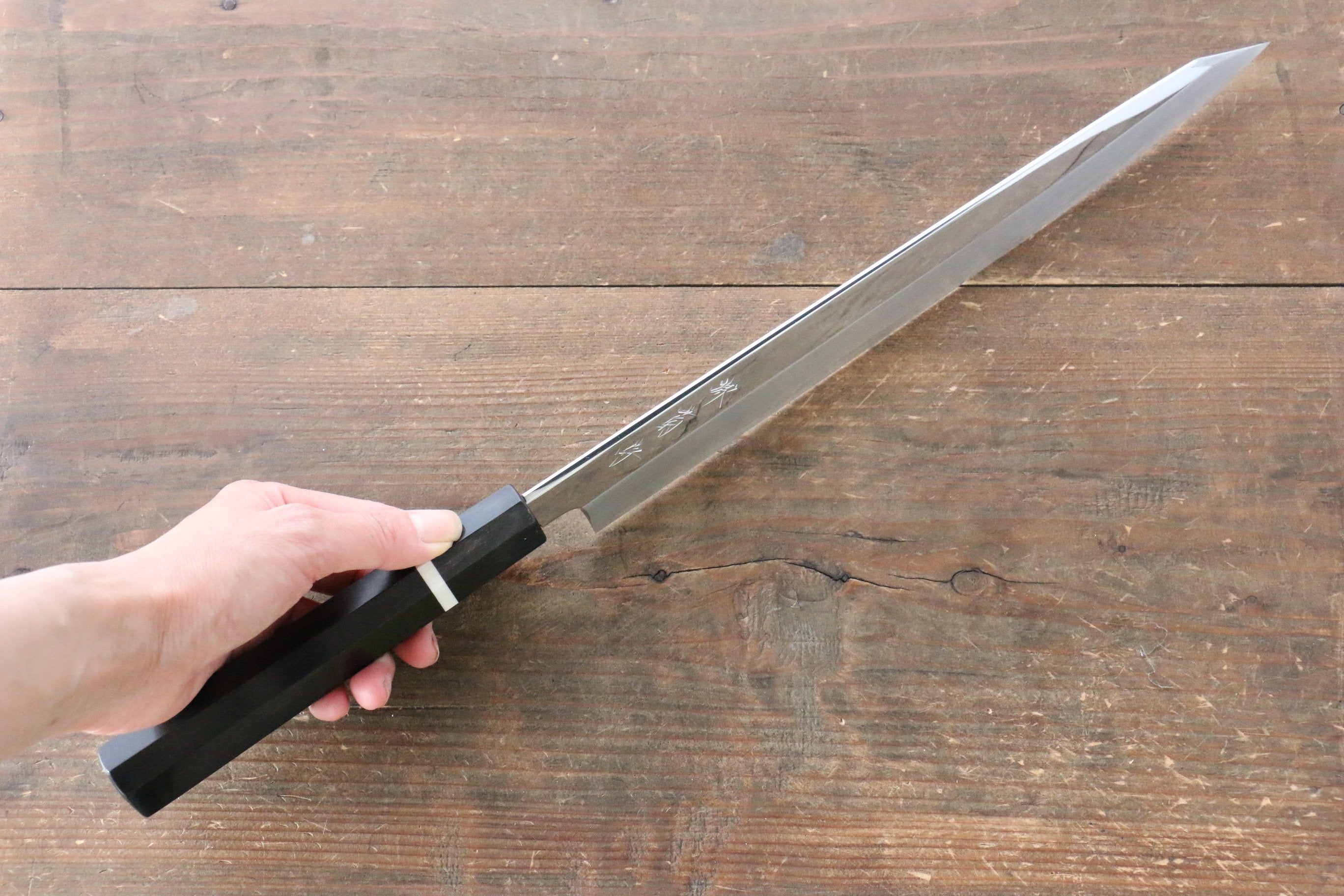 Sakai Kikumori SG2 Mirrored Finish Kiritsuke Yanagiba 300mm Ebony Wood Handle - Seisuke Knife
