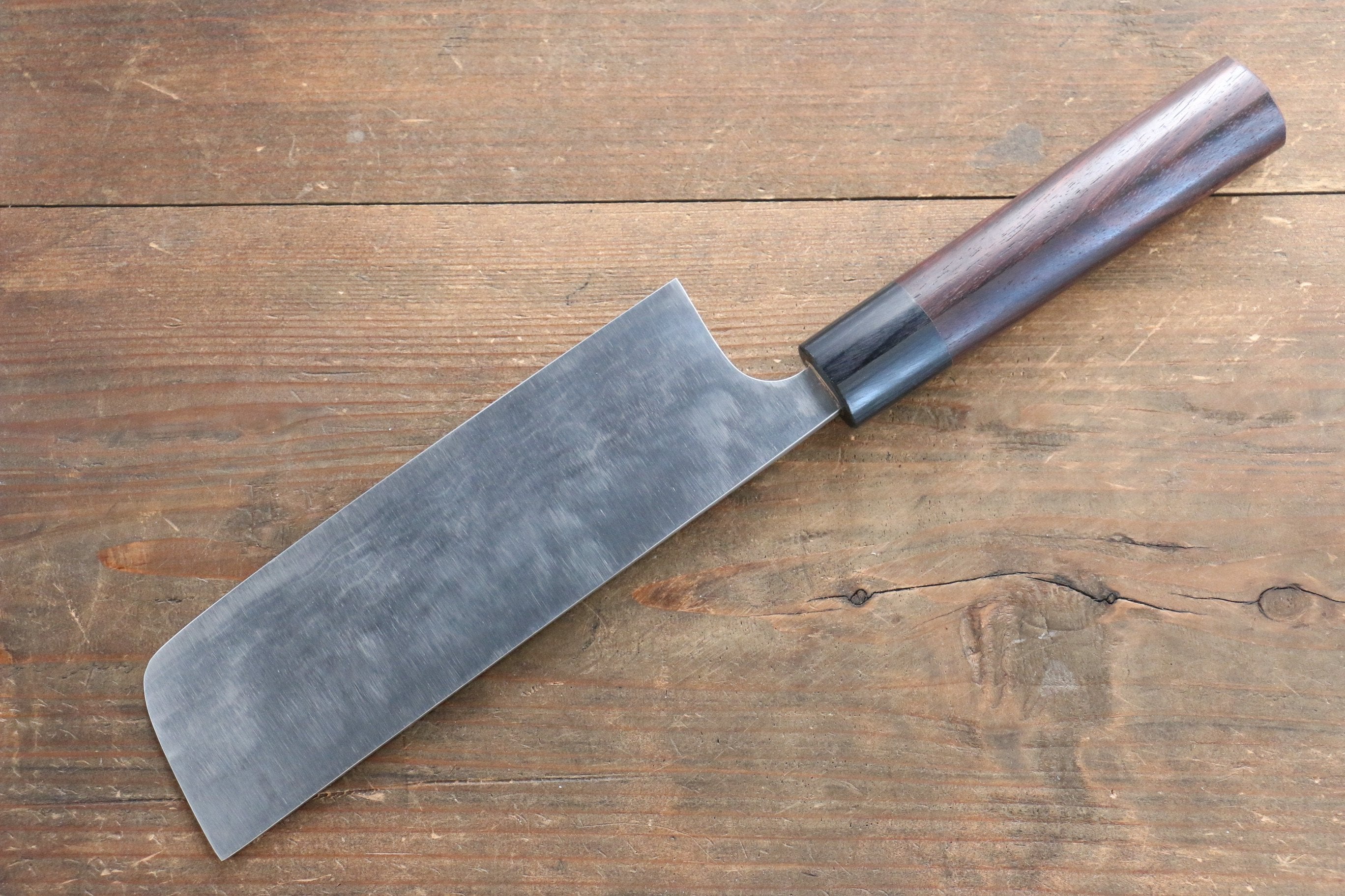 Shungo Ogata White Steel No.2 Damascus Nakiri 165mm Shitan Handle - Seisuke Knife