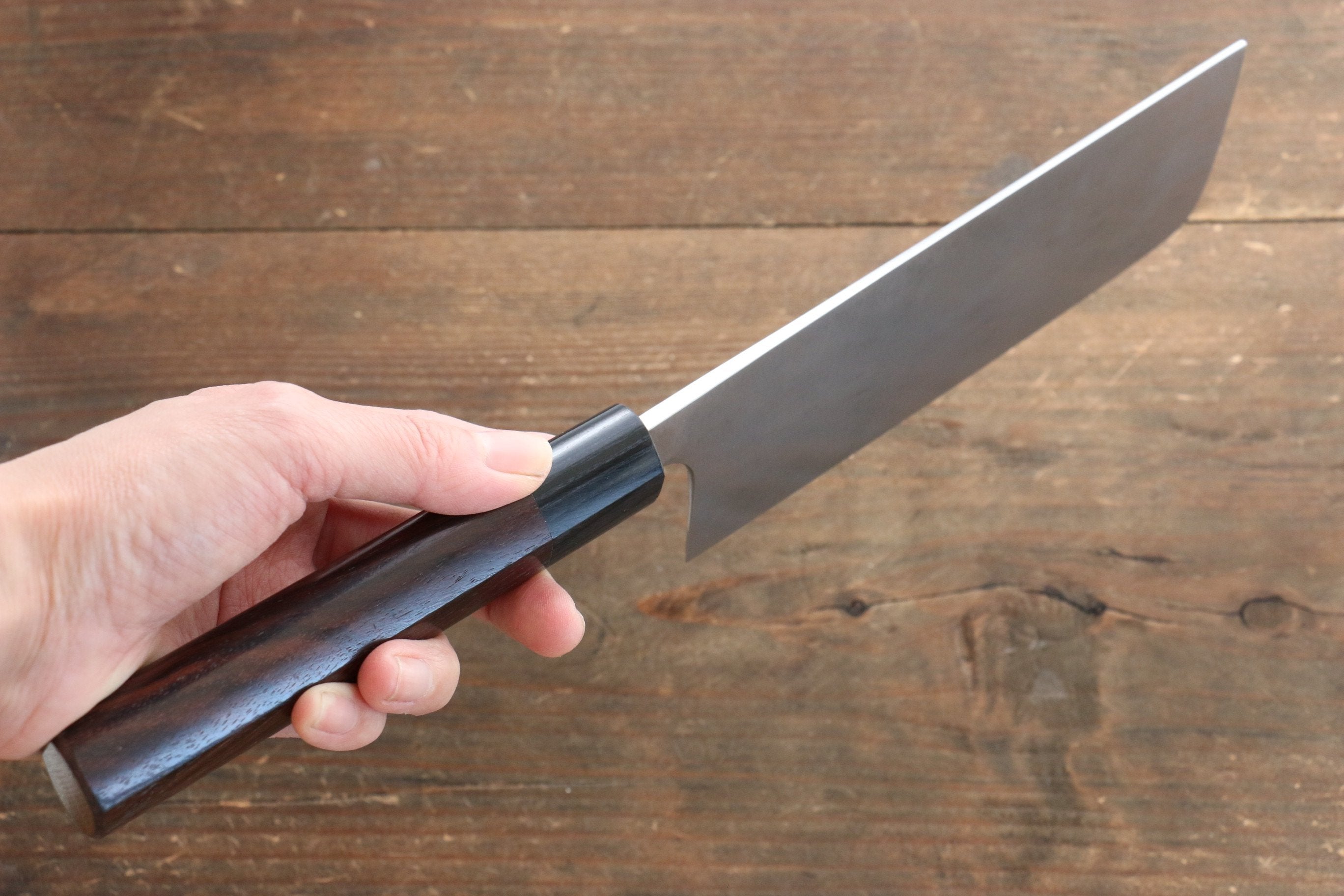Shungo Ogata White Steel No.2 Damascus Nakiri 165mm Shitan Handle - Seisuke Knife