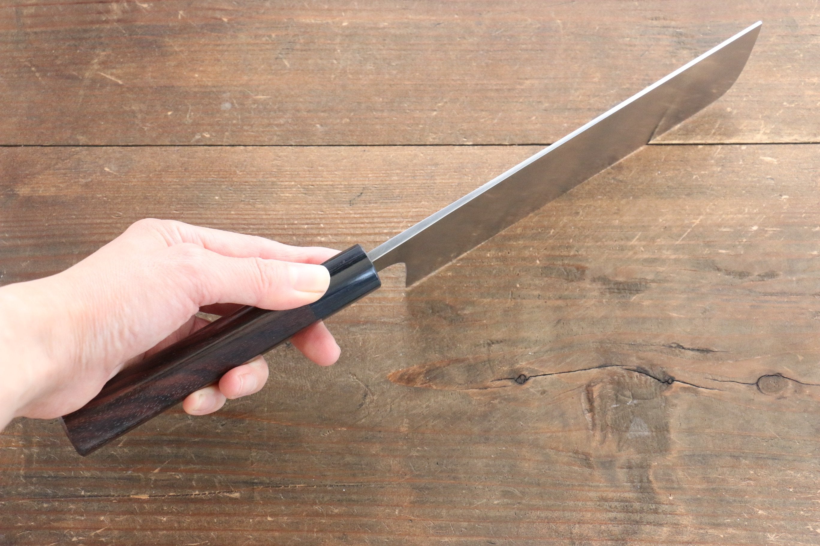 Shungo Ogata White Steel No.2 Damascus Nakiri 165mm Shitan Handle - Seisuke Knife