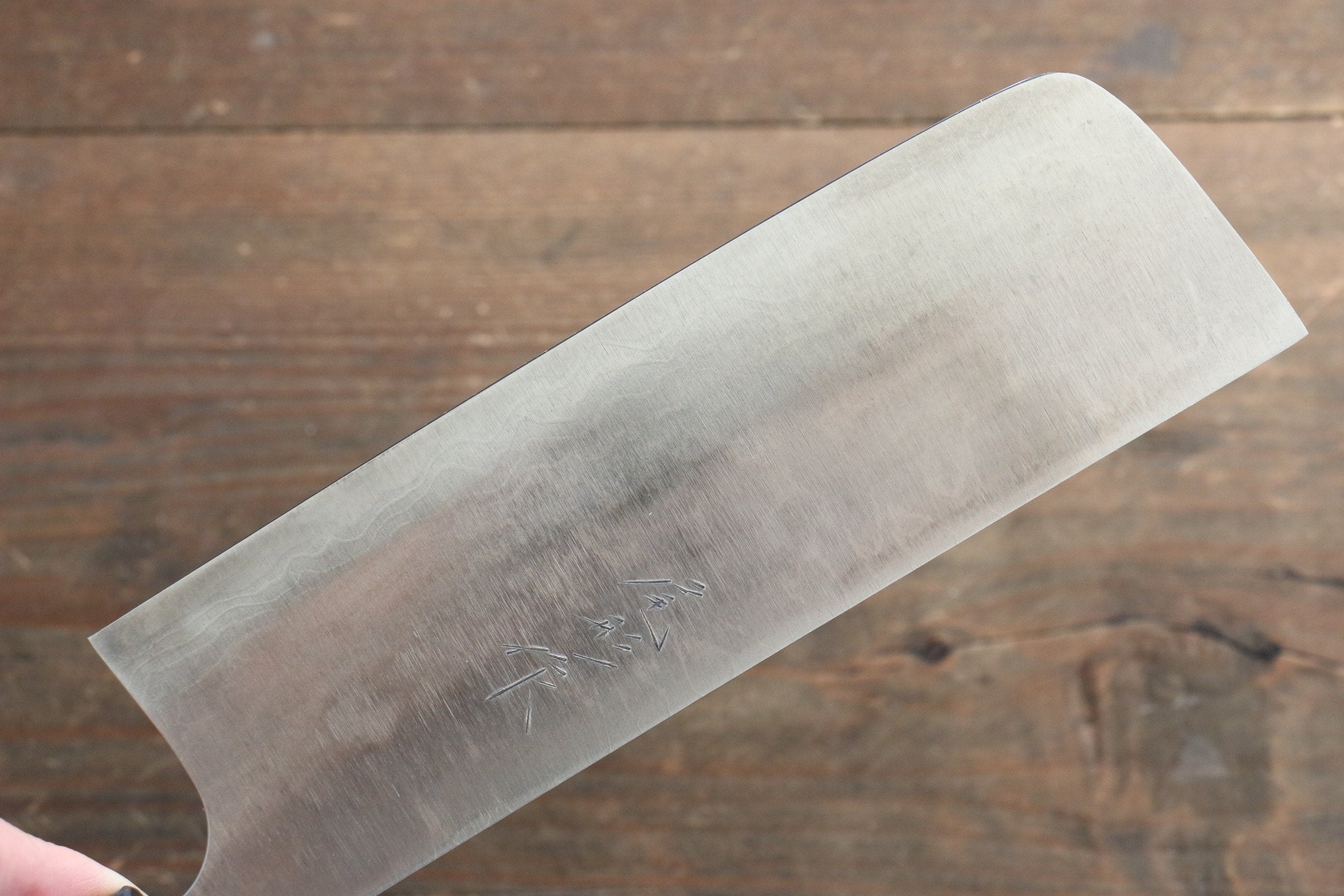 Shungo Ogata White Steel No.2 Damascus Nakiri 165mm Shitan Handle - Seisuke Knife