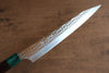 Yu Kurosaki Senko Ei SG2 Hammered Sujihiki 240mm Shitan (ferrule: Green Pakka wood) Handle - Seisuke Knife - Slide 4