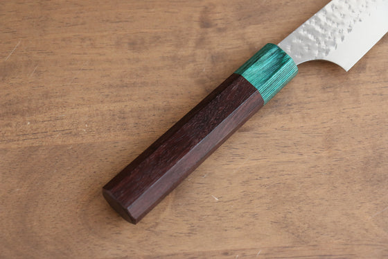 Yu Kurosaki Senko Ei SG2 Hammered Sujihiki 240mm Shitan (ferrule: Green Pakka wood) Handle - Seisuke Knife