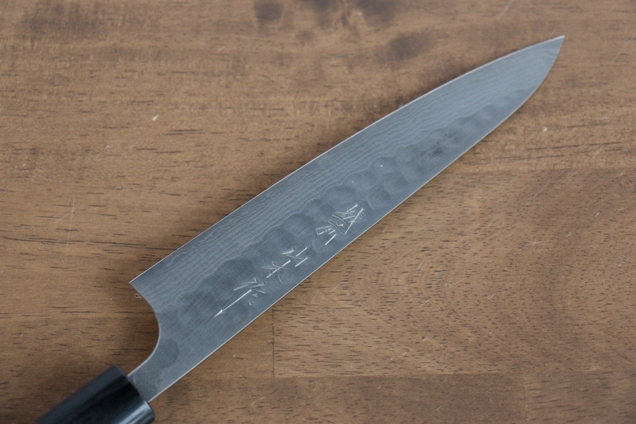 Nao Yamamoto SRS13 Damascus Maru Hammered Petty-Utility 160mm Shitan Handle - Seisuke Knife