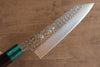 Yu Kurosaki Senko Ei SG2 Hammered Bunka 165mm Shitan (ferrule: Green Pakka wood) Handle - Seisuke Knife - Slide 4